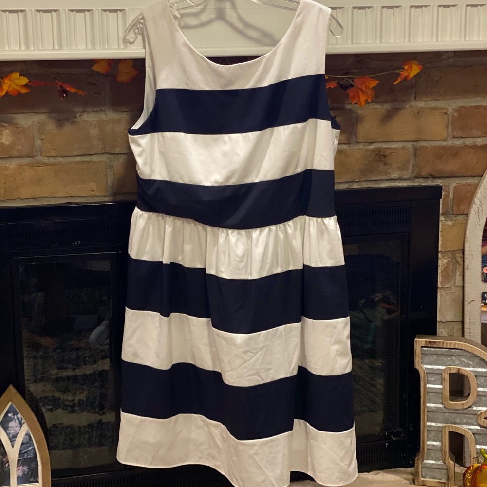 Dress Barn Navy Blue & White Dress